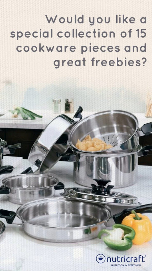 How would you like a special collection of 15 cookware pieces and great freebies?